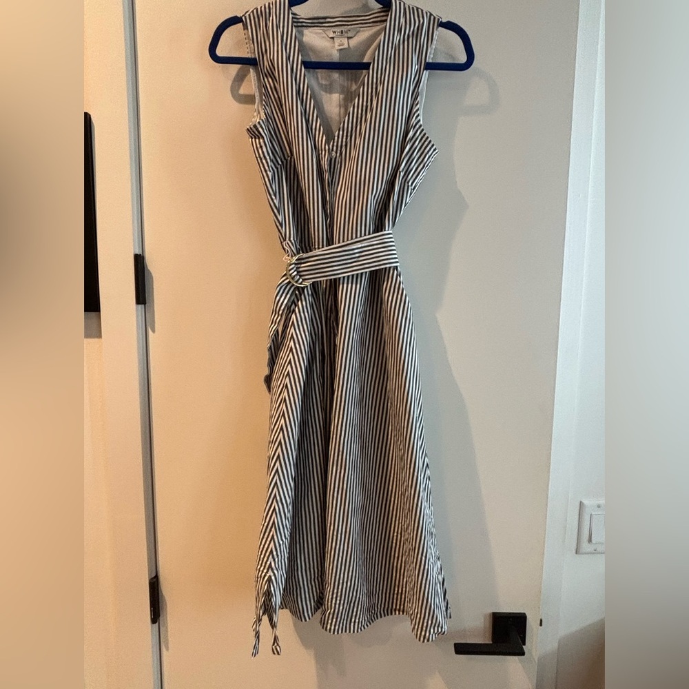 White House Black Market Blue Asymmetrical Sundress V-neck